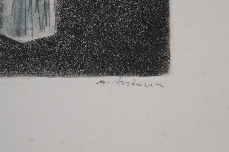 Annapia ANTONINI : Composition aux roses blanches, Gravure originale signée