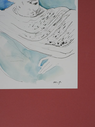 Maurice GENIS : Portrait masculin à l'espagnole, Dessin original signé