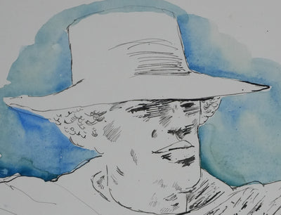 Maurice GENIS : Portrait masculin à l'espagnole, Dessin original signé