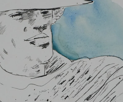 Maurice GENIS : Portrait masculin à l'espagnole, Dessin original signé