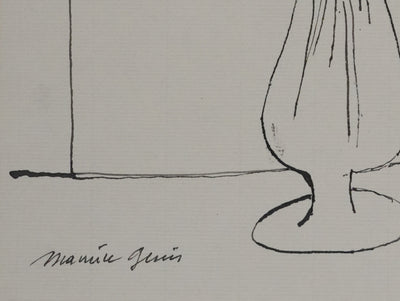 Maurice GENIS : Le bouquet d'œillet, Dessin original signé