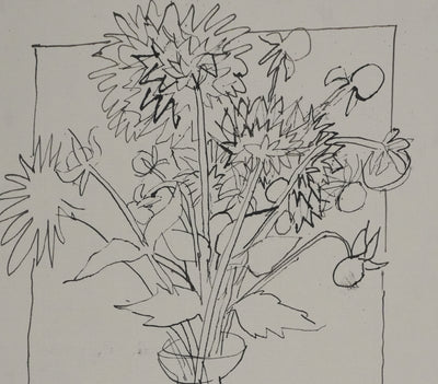 Maurice GENIS : Le bouquet d'œillet, Dessin original signé