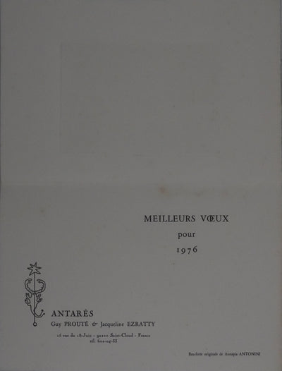 Annapia ANTONINI : Composition aux roses blanches, Gravure originale signée