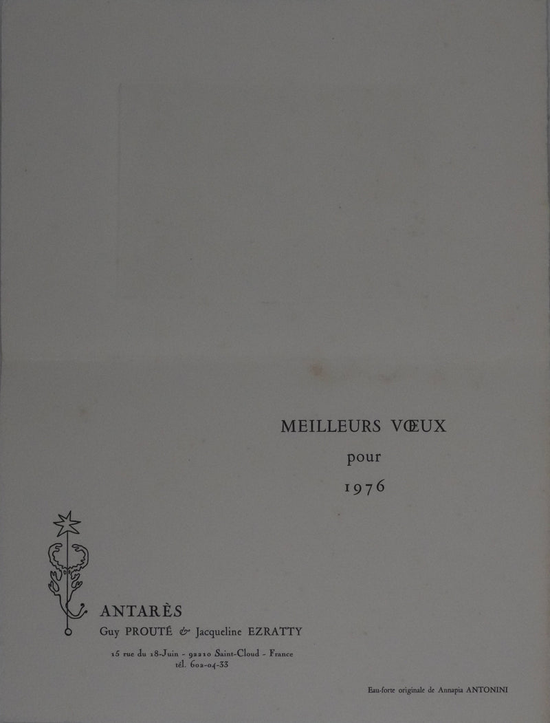 Annapia ANTONINI : Composition aux roses blanches, Gravure originale signée