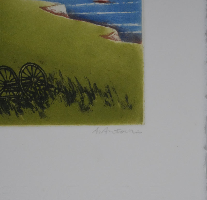Annapia ANTONINI : Les falaises au bord de mer, Gravure originale signée