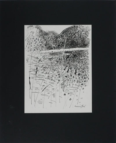 Maurice GENIS : Le champs fleuris, Dessin original signé