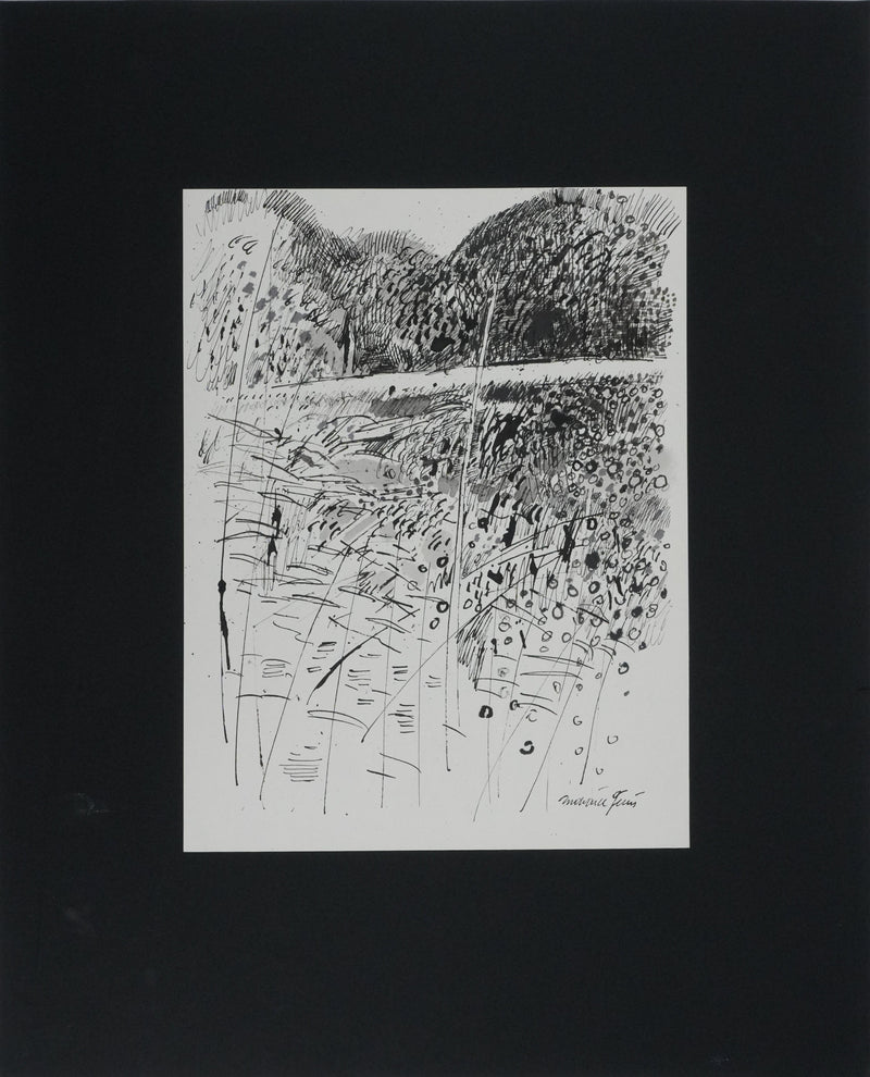 Maurice GENIS : Le champs fleuris, Dessin original signé