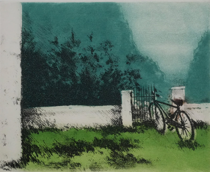 Annapia ANTONINI : Le jardin à la bicyclette, Gravure originale signée