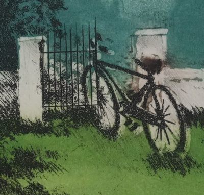 Annapia ANTONINI : Le jardin à la bicyclette, Gravure originale signée