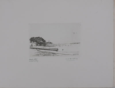 Salomon Alfred BOISECQ : Le petit port au fard, Gravure originale signée