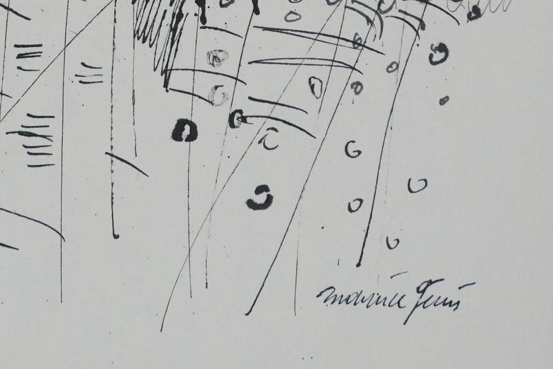 Maurice GENIS : Le champs fleuris, Dessin original signé