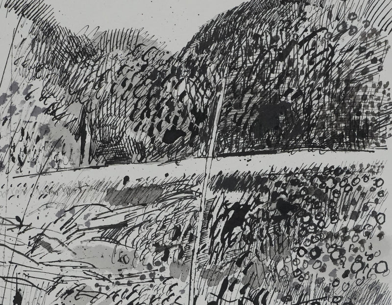 Maurice GENIS : Le champs fleuris, Dessin original signé