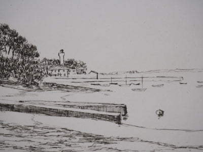 Salomon Alfred BOISECQ : Le petit port au fard, Gravure originale signée