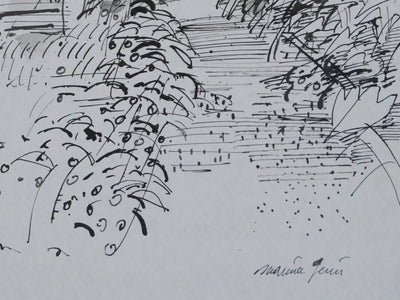 Maurice GENIS : L'allée des bananiers, Dessin original signé