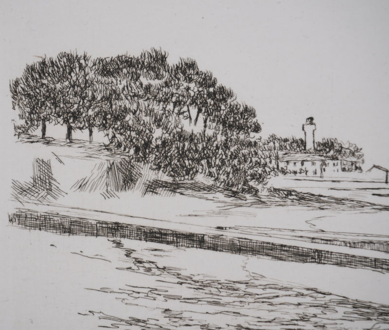 Salomon Alfred BOISECQ : Le petit port au fard, Gravure originale signée