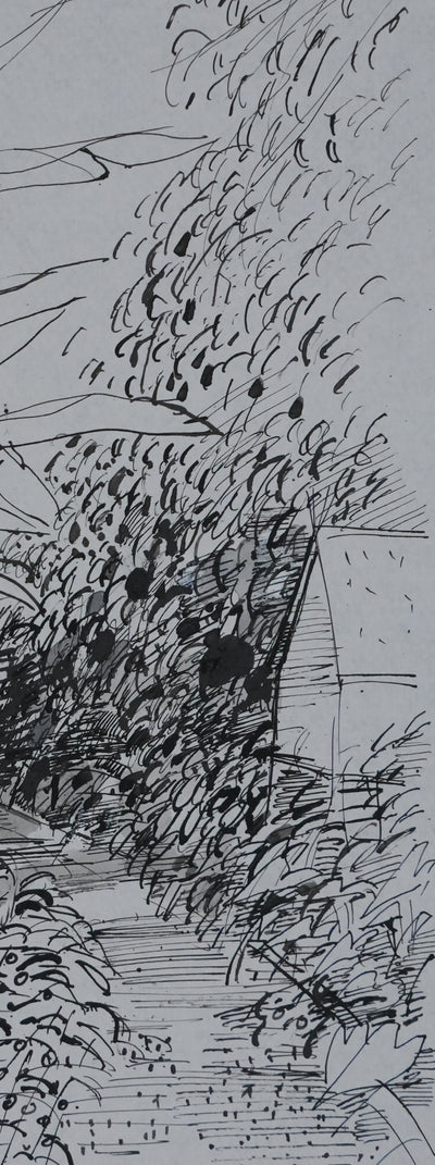 Maurice GENIS : L'allée des bananiers, Dessin original signé