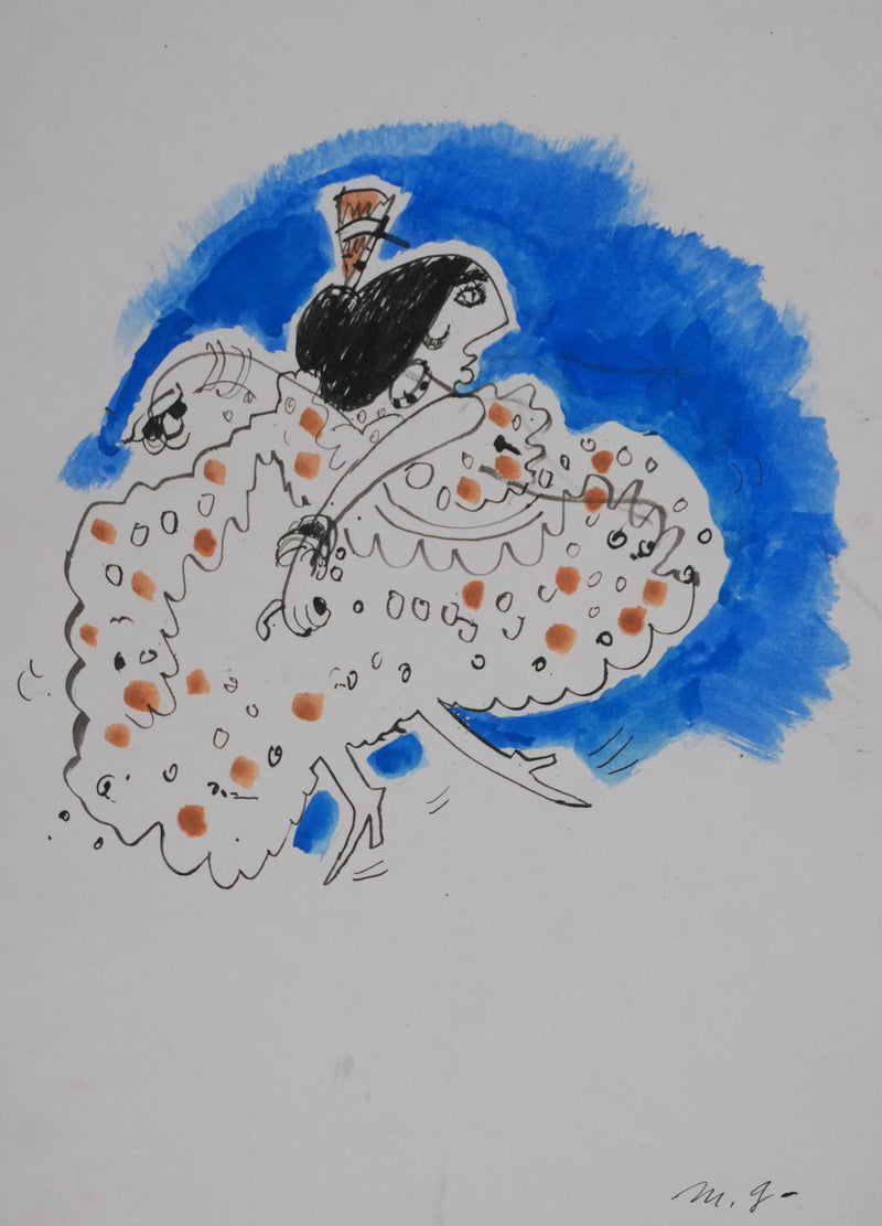 Maurice GENIS : La danseuse de flamenco, Dessin original signé