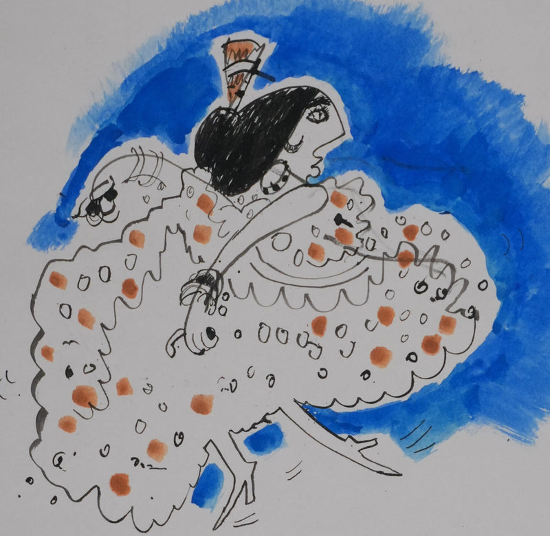 Maurice GENIS : La danseuse de flamenco, Dessin original signé