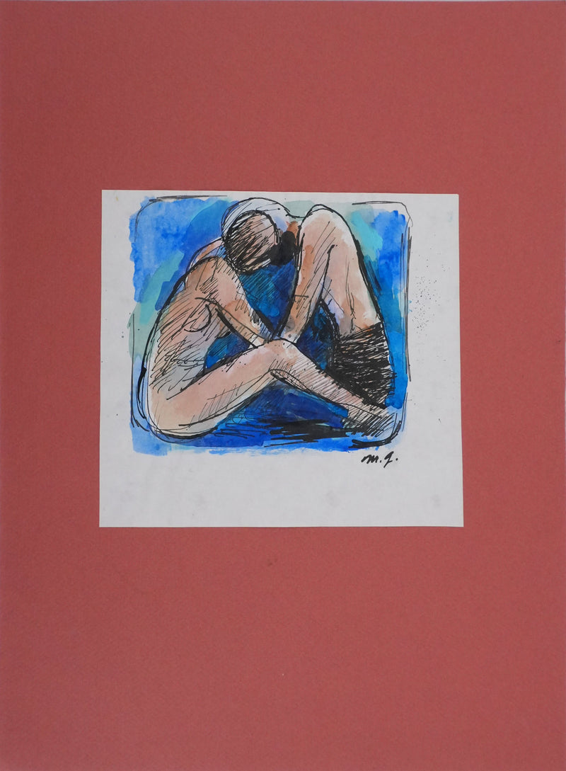 Maurice GENIS : Les amants, Dessin original signé