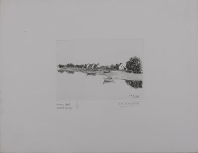 Salomon Alfred BOISECQ : La péninsule, Gravure originale signée