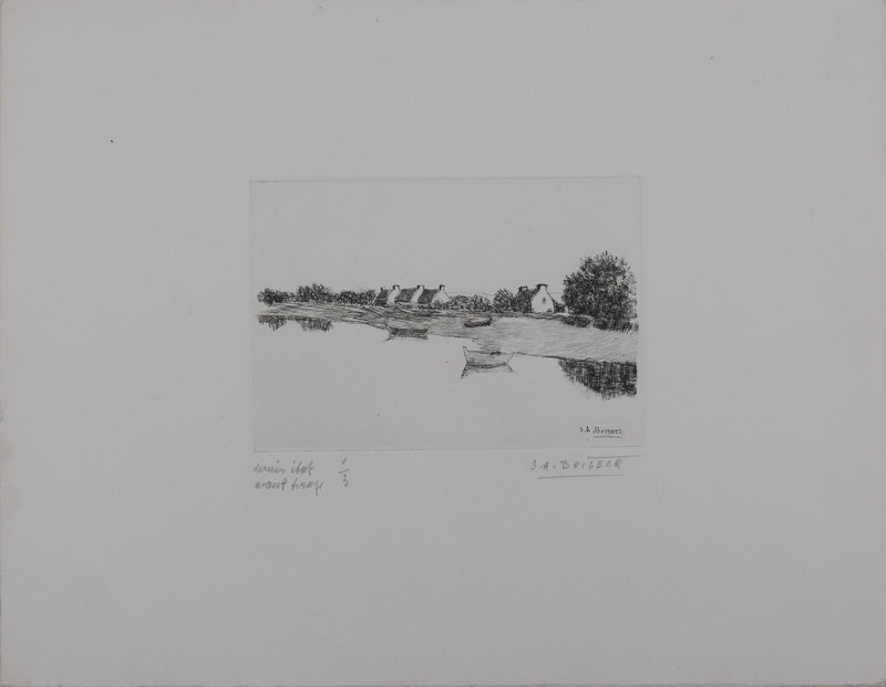 Salomon Alfred BOISECQ : La péninsule, Gravure originale signée