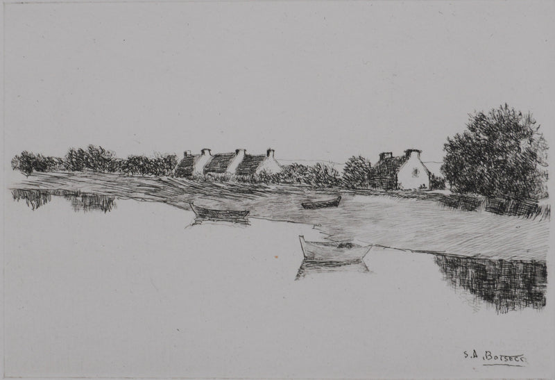 Salomon Alfred BOISECQ : La péninsule, Gravure originale signée