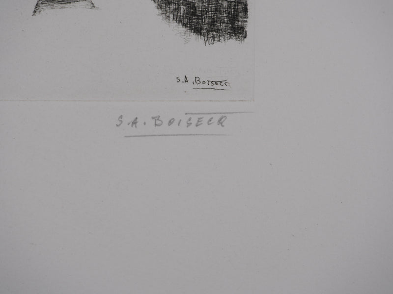 Salomon Alfred BOISECQ : La péninsule, Gravure originale signée