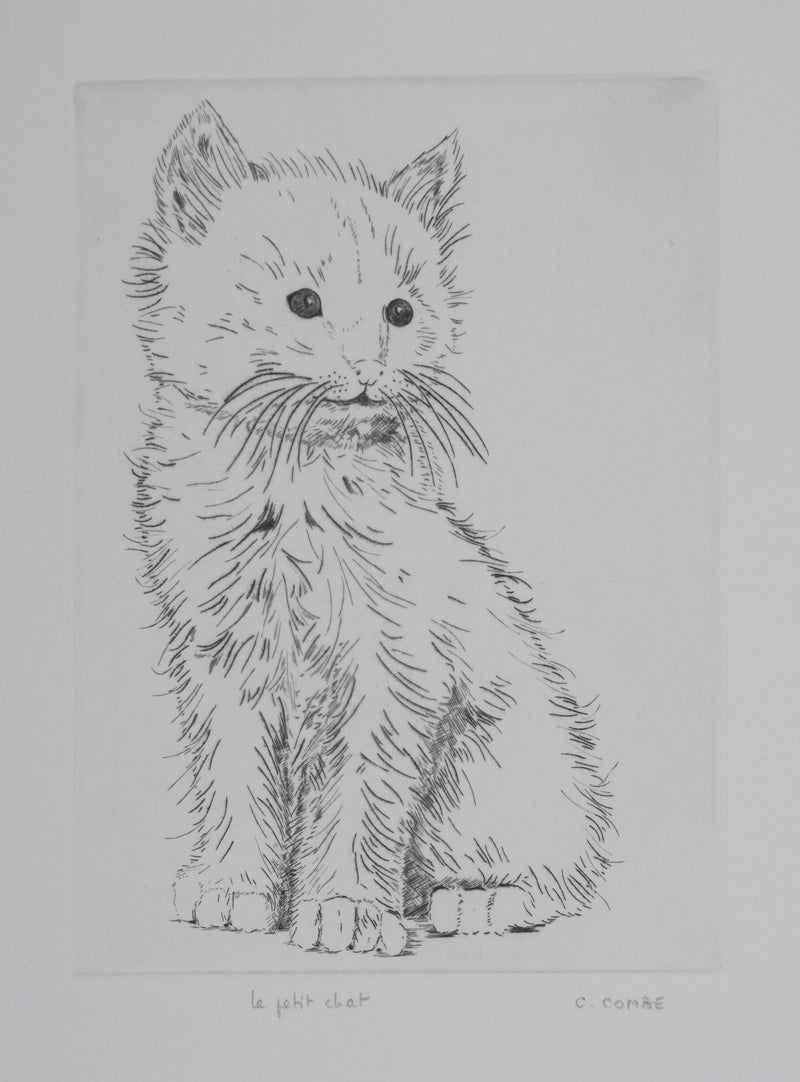 Camille COMBE : Le petit chat, Gravure originale signée
