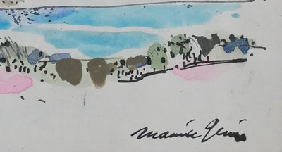Maurice GENIS : L'automne au bord du lac, Dessin original signé