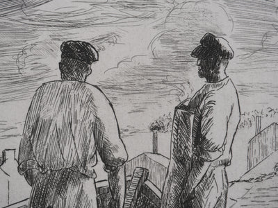 Salomon Alfred BOISECQ : Les dockers du Quiberon, Gravure originale signée