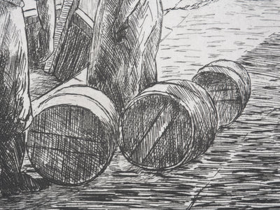 Salomon Alfred BOISECQ : Les dockers du Quiberon, Gravure originale signée