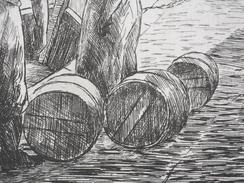 Salomon Alfred BOISECQ : Les dockers du Quiberon, Gravure originale signée