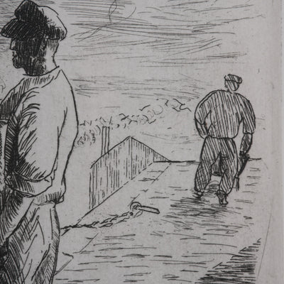 Salomon Alfred BOISECQ : Les dockers du Quiberon, Gravure originale signée