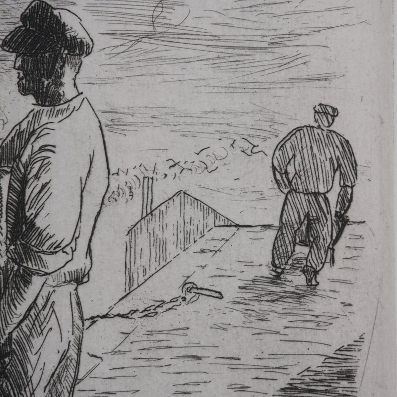 Salomon Alfred BOISECQ : Les dockers du Quiberon, Gravure originale signée