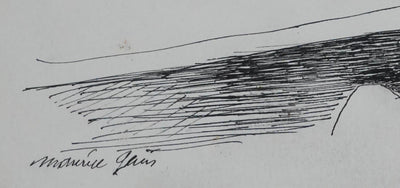 Maurice GENIS : La baignade au lac, Dessin original signé