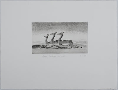 Camille COMBE : Quand bondissent les biches, Gravure originale signée