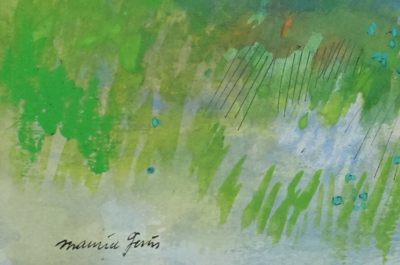 Maurice GENIS : Journée au bord du lac, Aquarelle originale signée