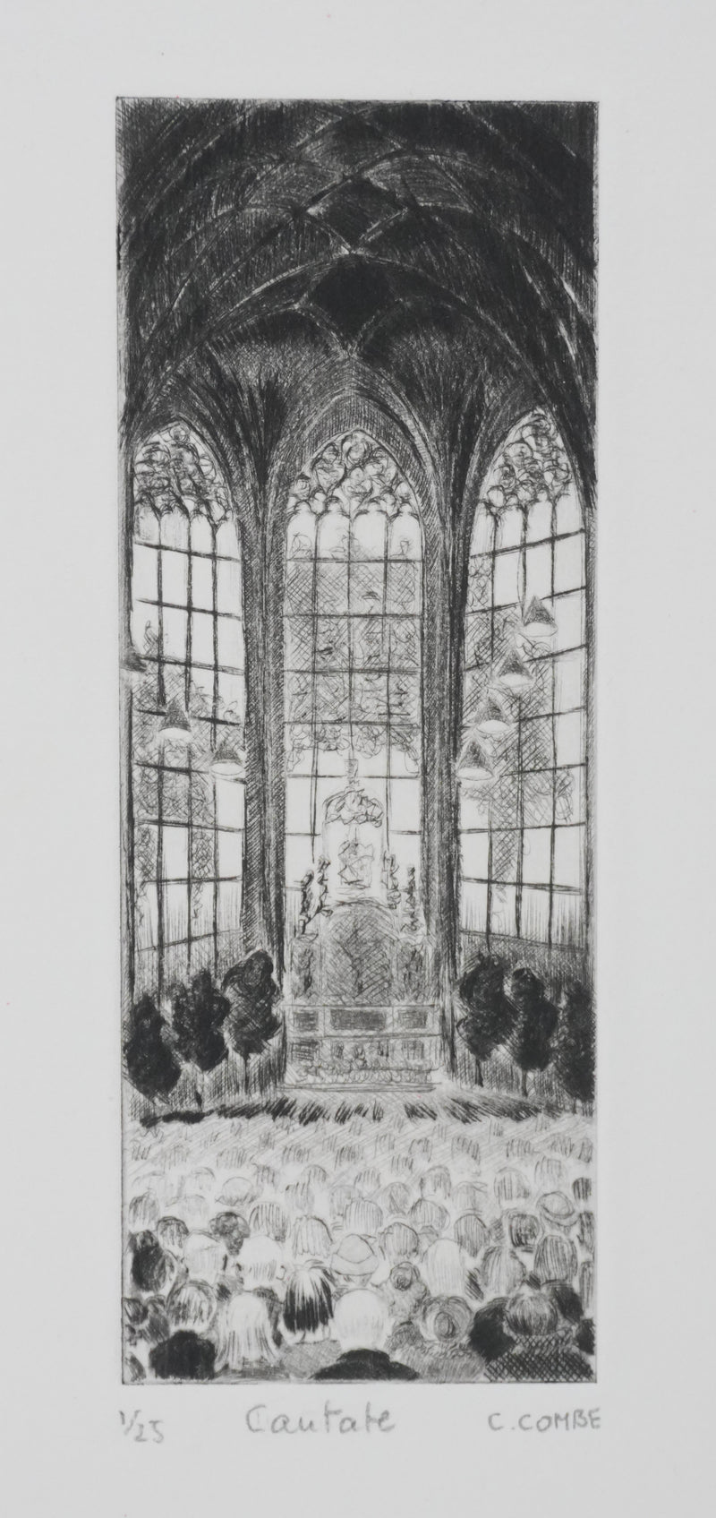 Camille COMBE : Cantate, Gravure originale signée