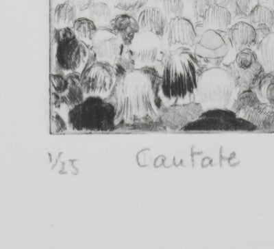 Camille COMBE : Cantate, Gravure originale signée
