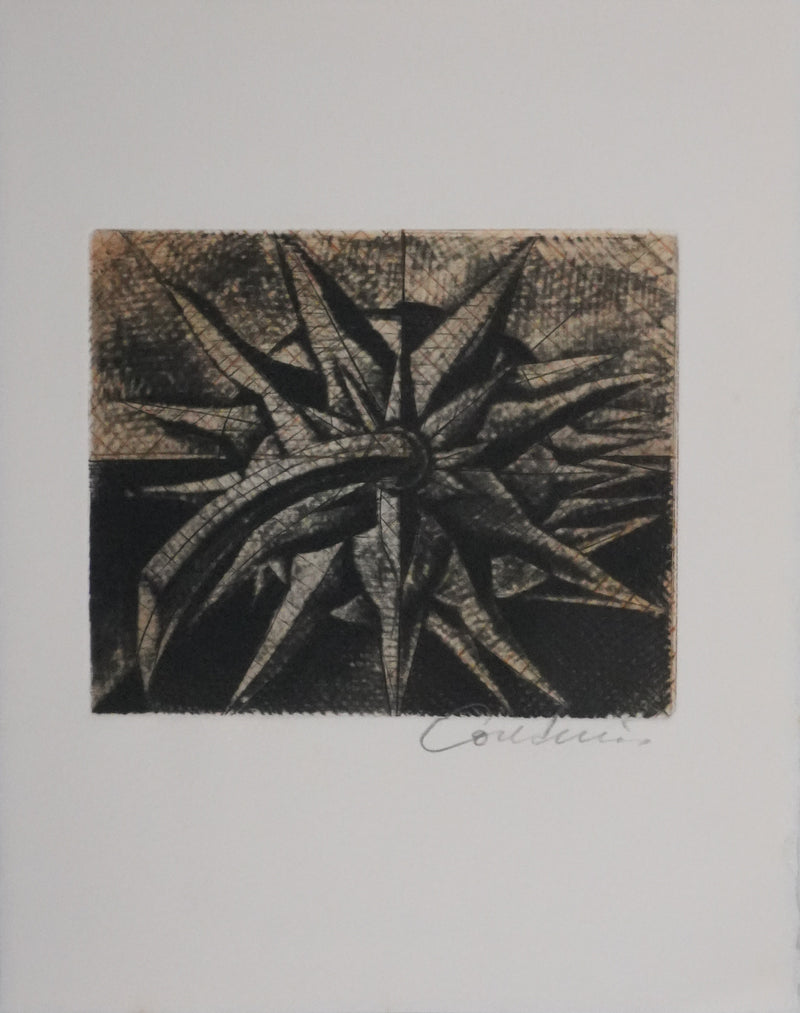 Brigitte COUDRAIN : La fleur fanée, Gravure originale signée