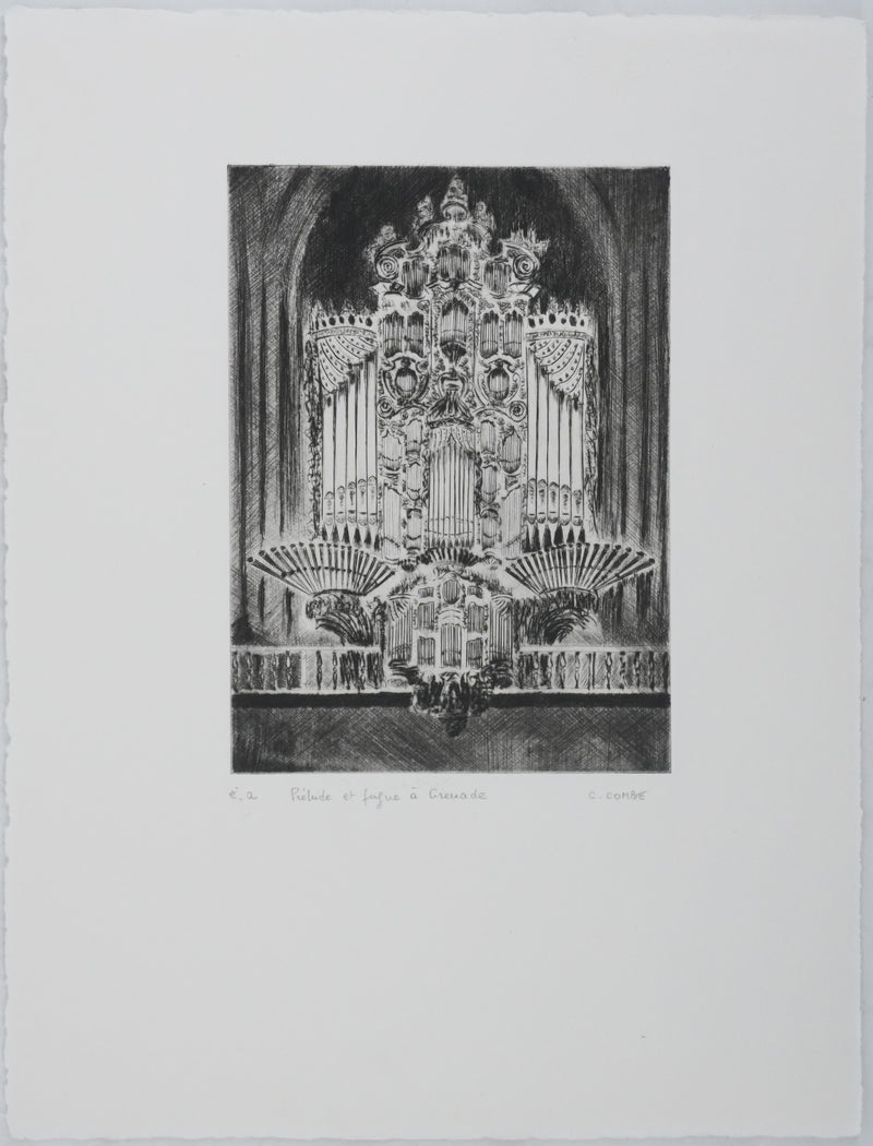 Camille COMBE : Prélude et fugue à Grenade, Gravure originale signée