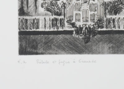Camille COMBE : Prélude et fugue à Grenade, Gravure originale signée