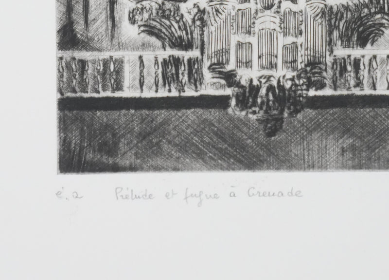 Camille COMBE : Prélude et fugue à Grenade, Gravure originale signée