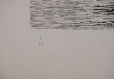 Salomon Alfred BOISECQ : Au bord du lac, Gravure originale signée