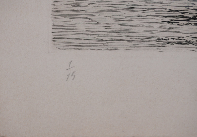 Salomon Alfred BOISECQ : Au bord du lac, Gravure originale signée