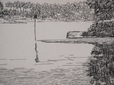 Salomon Alfred BOISECQ : Au bord du lac, Gravure originale signée