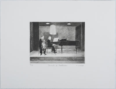 Camille COMBE : Sonate de Beethoven, Gravure originale signée