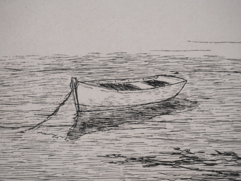 Salomon Alfred BOISECQ : Au bord du lac, Gravure originale signée