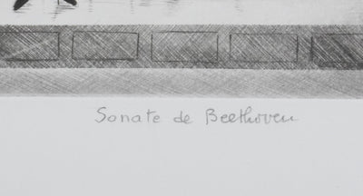 Camille COMBE : Sonate de Beethoven, Gravure originale signée