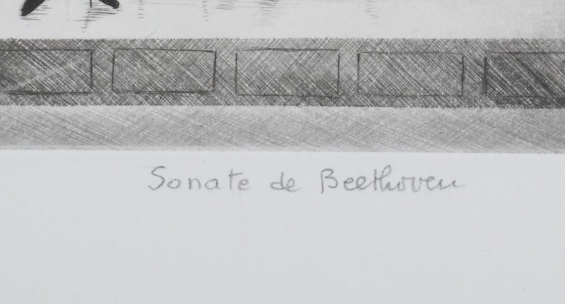 Camille COMBE : Sonate de Beethoven, Gravure originale signée
